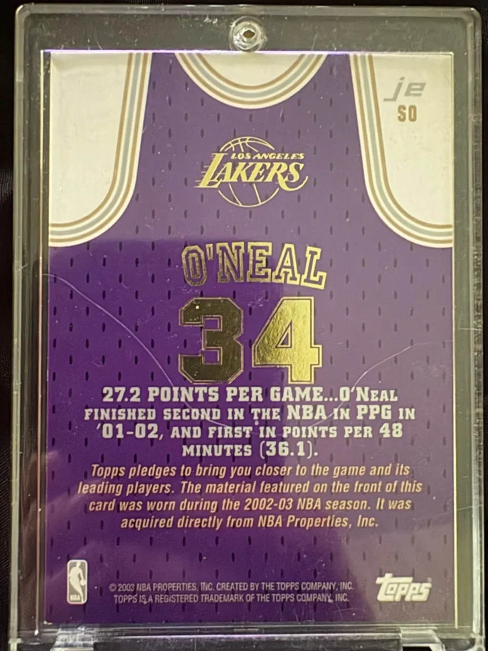 Topps Los Angeles Lakers Shaquille O'Neal Jersey Card - Picture 2 of 2